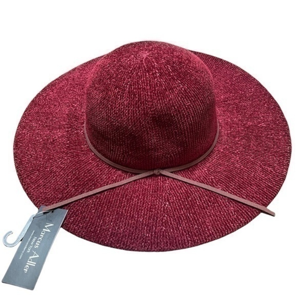 Marcus Adler New York Floppy Boho Packable Hat -  Red with Tan Trim - NWT